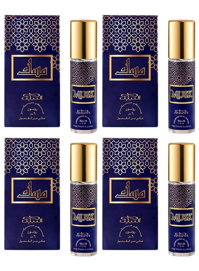 Nabeel 4 Pcs Nabeel Musk Roll-On Oil Perfume 6 ML Pure Long-Lasting Musk Attar for Men and Women - Image 1